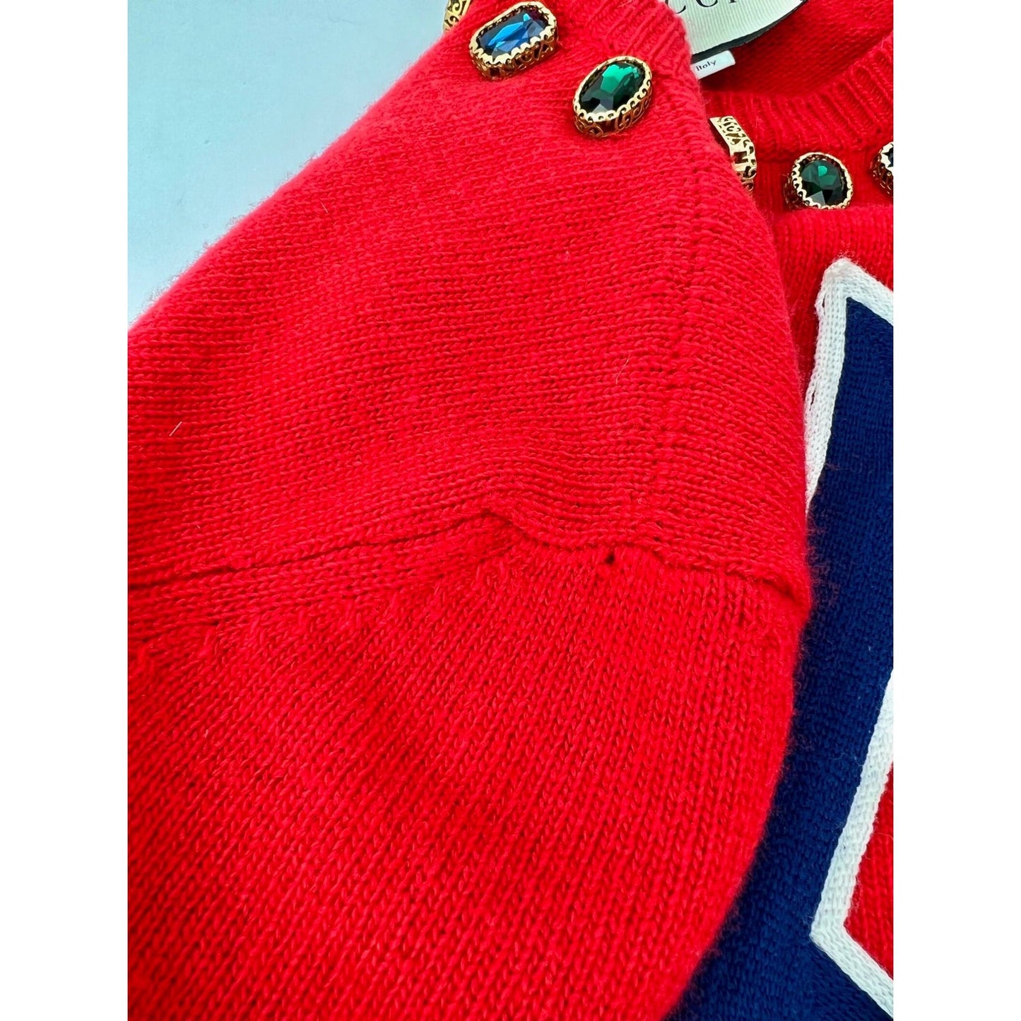 Gucci Womens NY Yankees Wool Red Sweater Pullover