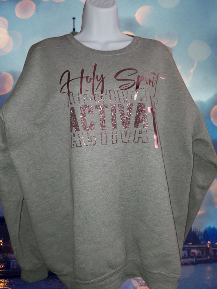 Grey and Pink Holy Spirit activate sweatshirt