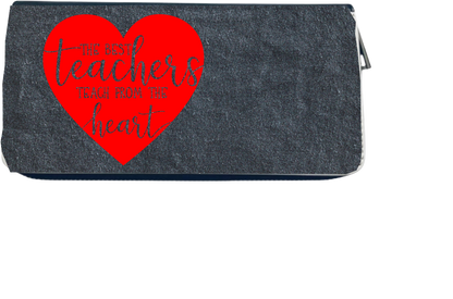 Customized chain purse with the phrase "the best teachers, teach from the heart"