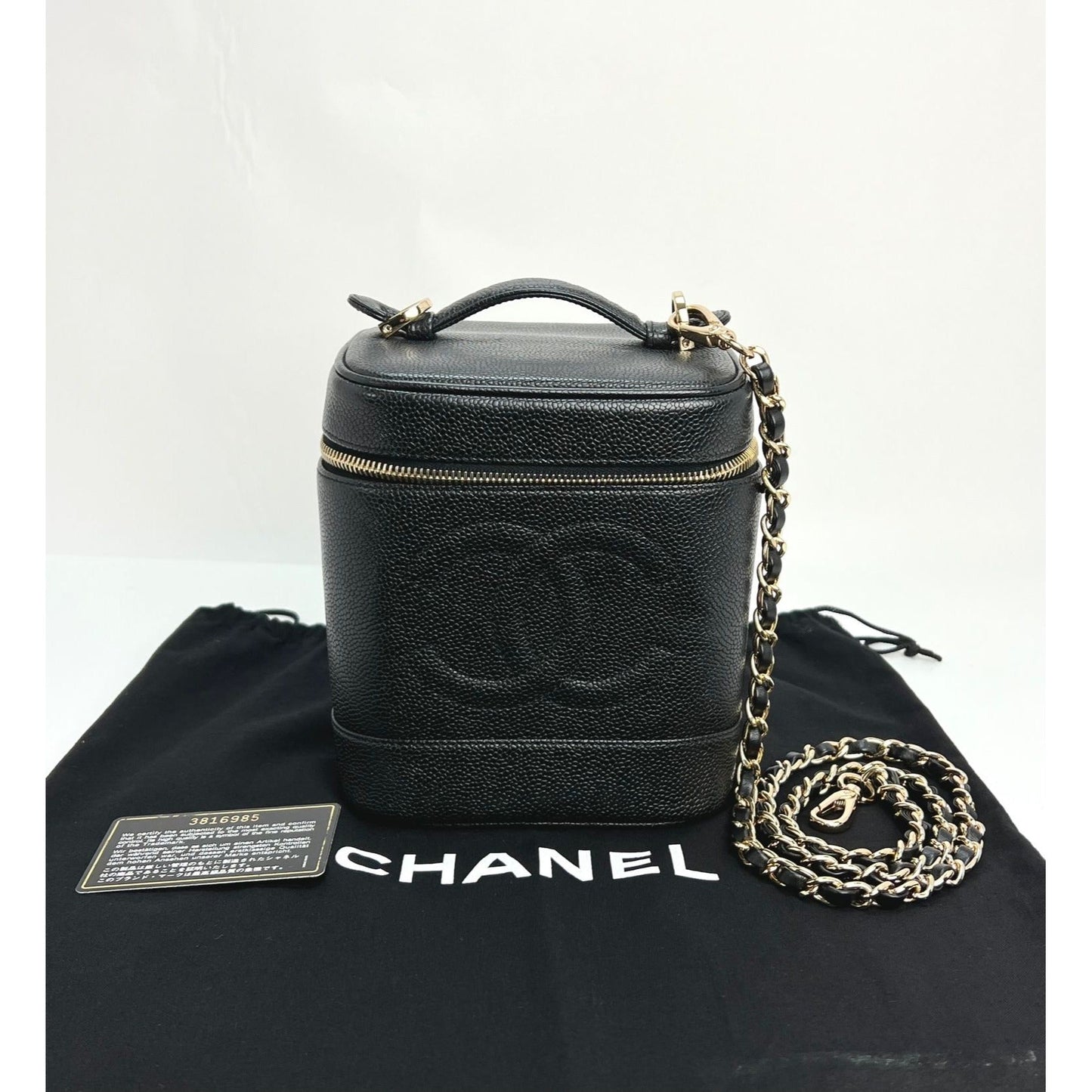 Chanel Vanity Cosmetic Case Black Caviar Leather Bag