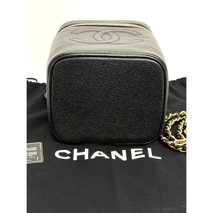 Chanel Vanity Cosmetic Case Black Caviar Leather Bag