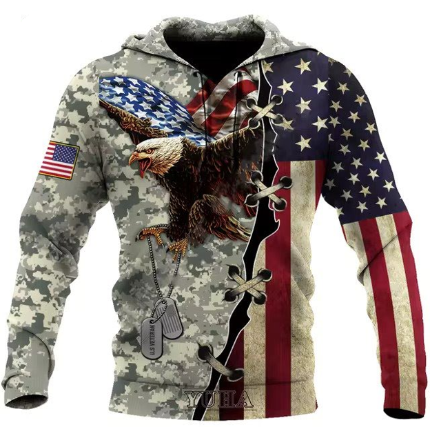 American flag hoodie with eagle