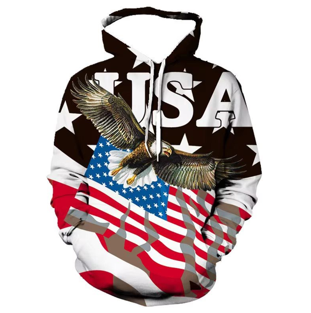 USA hoodie with black top flag bottom