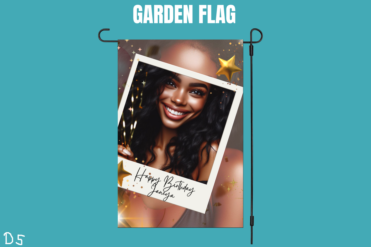 Birthday Garden Flag with poloroid