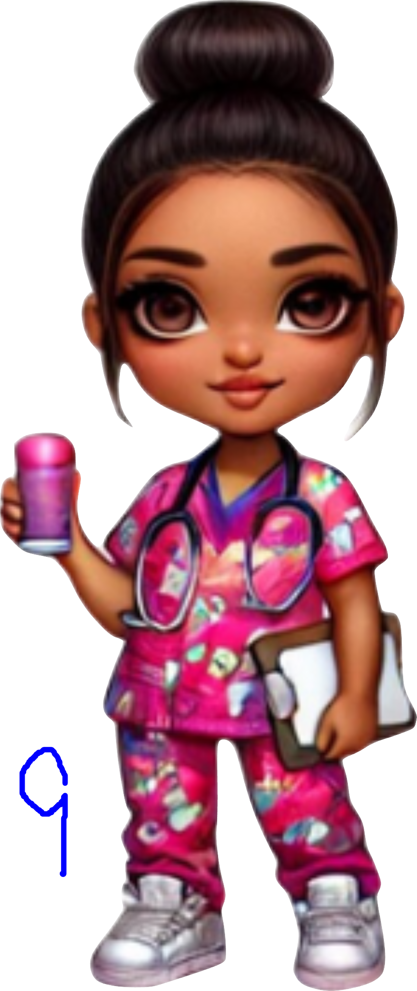 Chibby nurse with pink scrubs