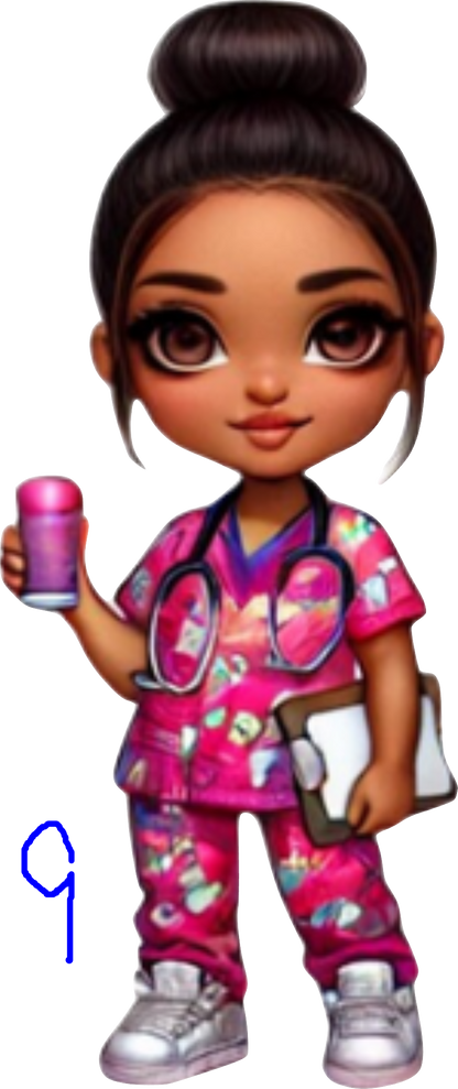 Chibby nurse with pink scrubs