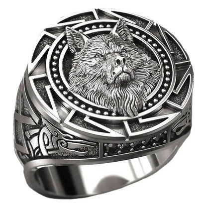 Silver Wolf Head Leader of the Pack Ring