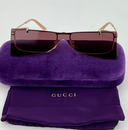 Gucci Flip-Up Sunglasses Rectangle Red Gold frames