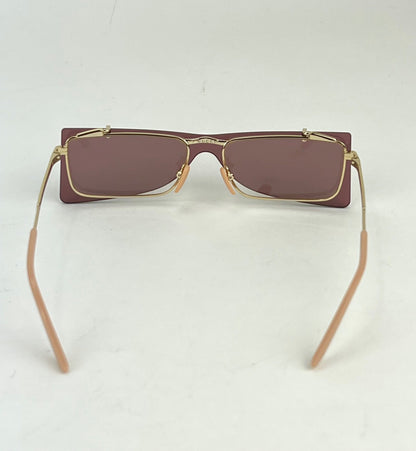 Gucci Flip-Up Sunglasses Rectangle Red Gold frames
