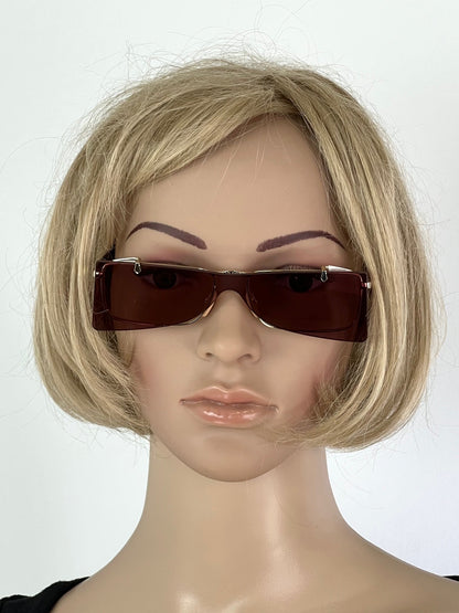 Gucci Flip-Up Sunglasses Rectangle Red Gold frames