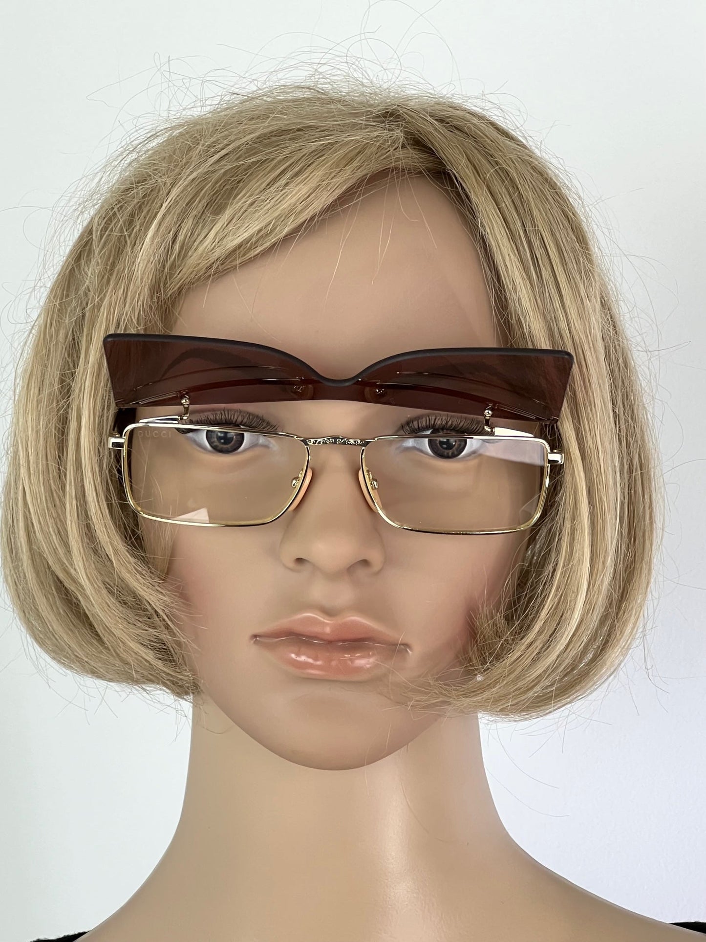 Gucci Flip-Up Sunglasses Rectangle Red Gold frames