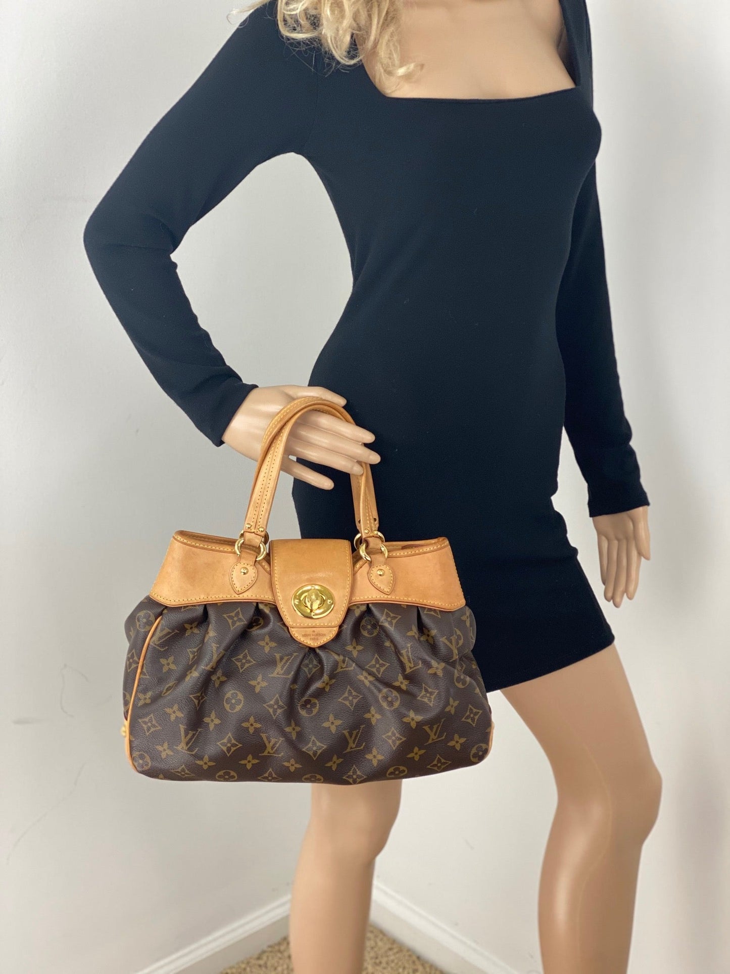 Louis Vuitton BOETIE PM Monogram Brown Canvas Hobo Tote Bag Pre owned