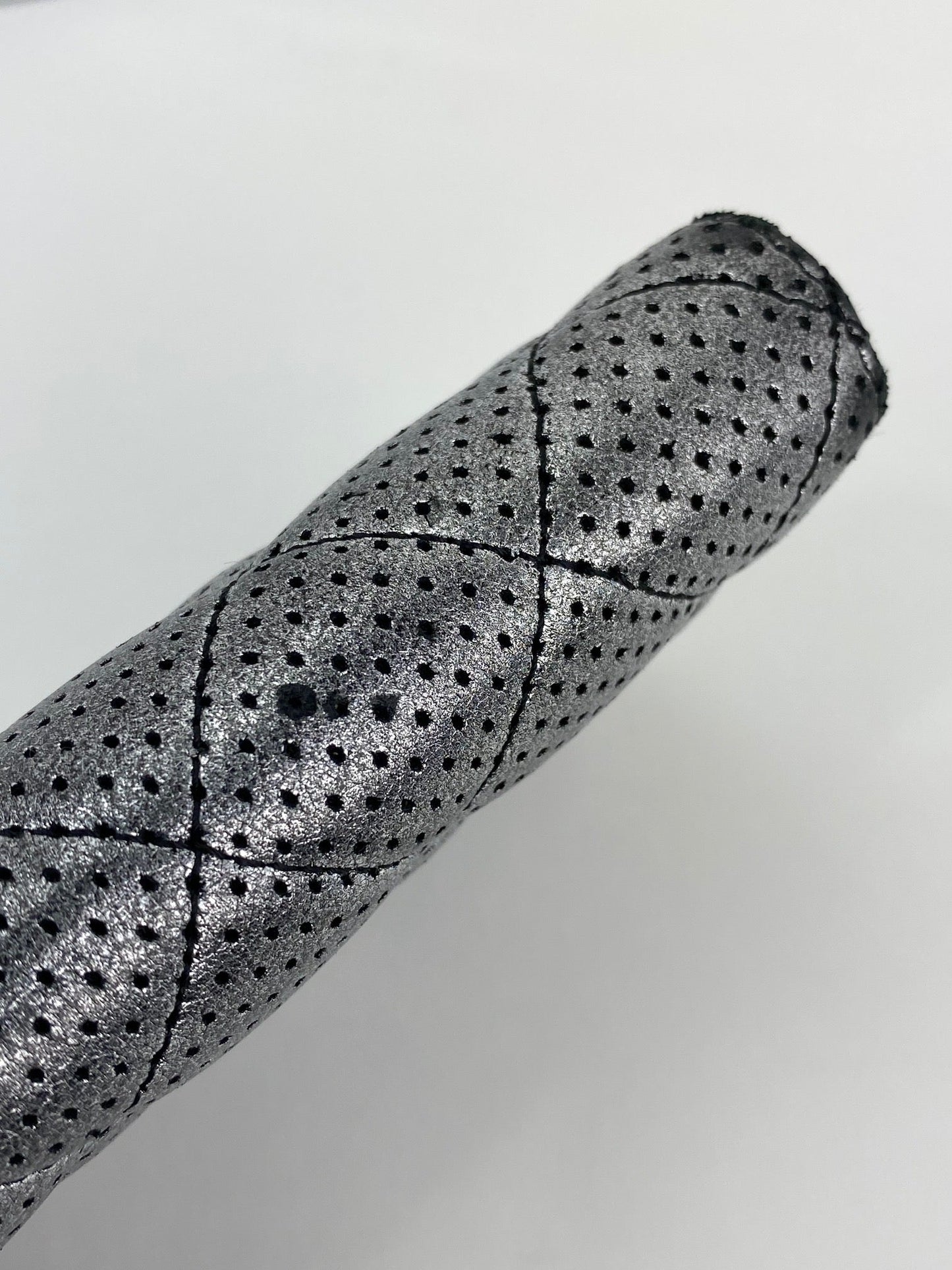 Chanel Perforated Silver Metallic Lambskin Quilted Zip Around Wallet Clutch