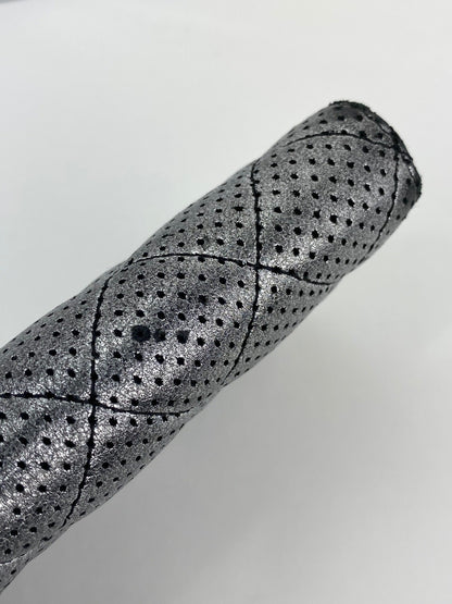 Chanel Perforated Silver Metallic Lambskin Quilted Zip Around Wallet Clutch