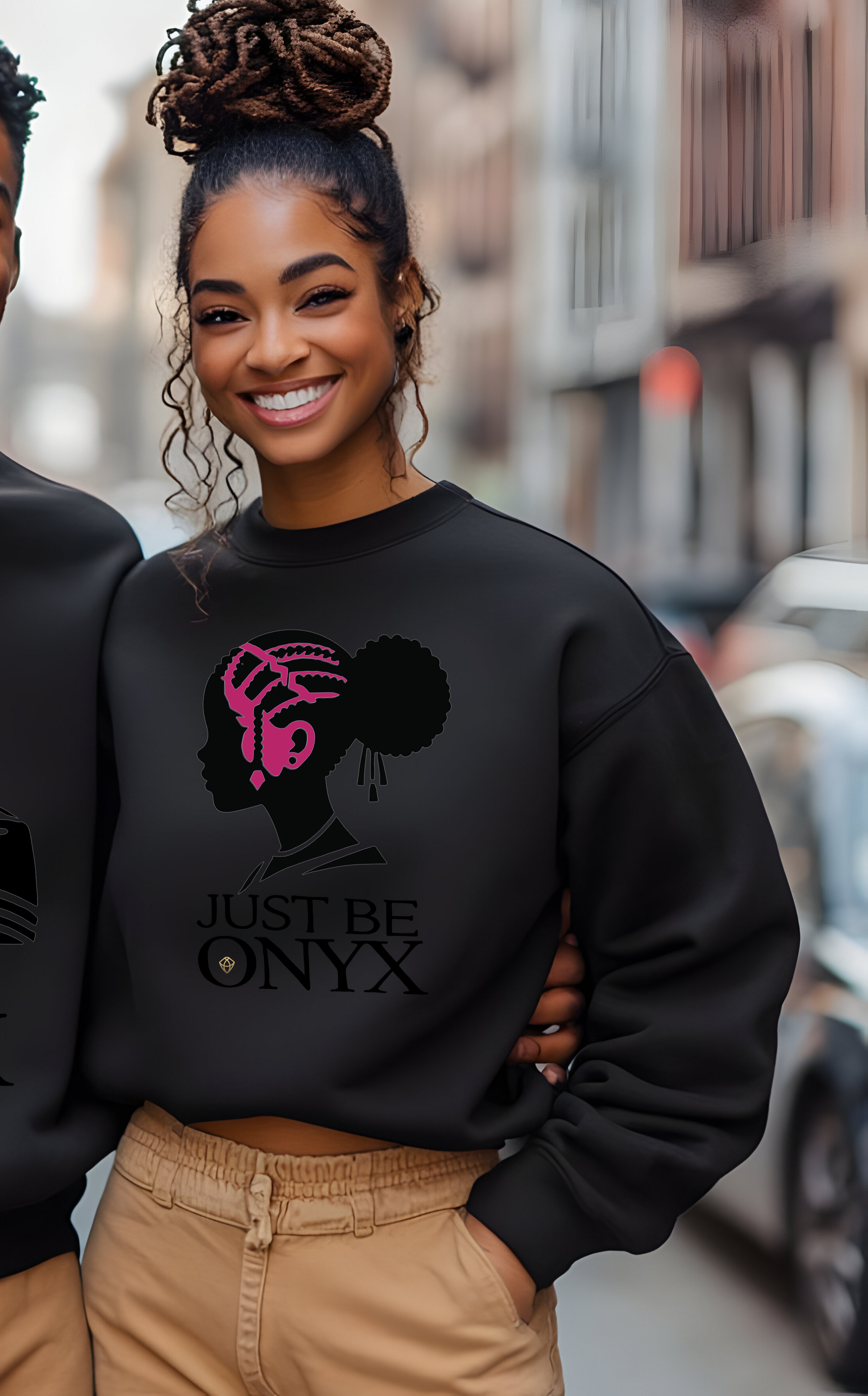 Just Be Onyx Black Sweatshirt Black and Pink design