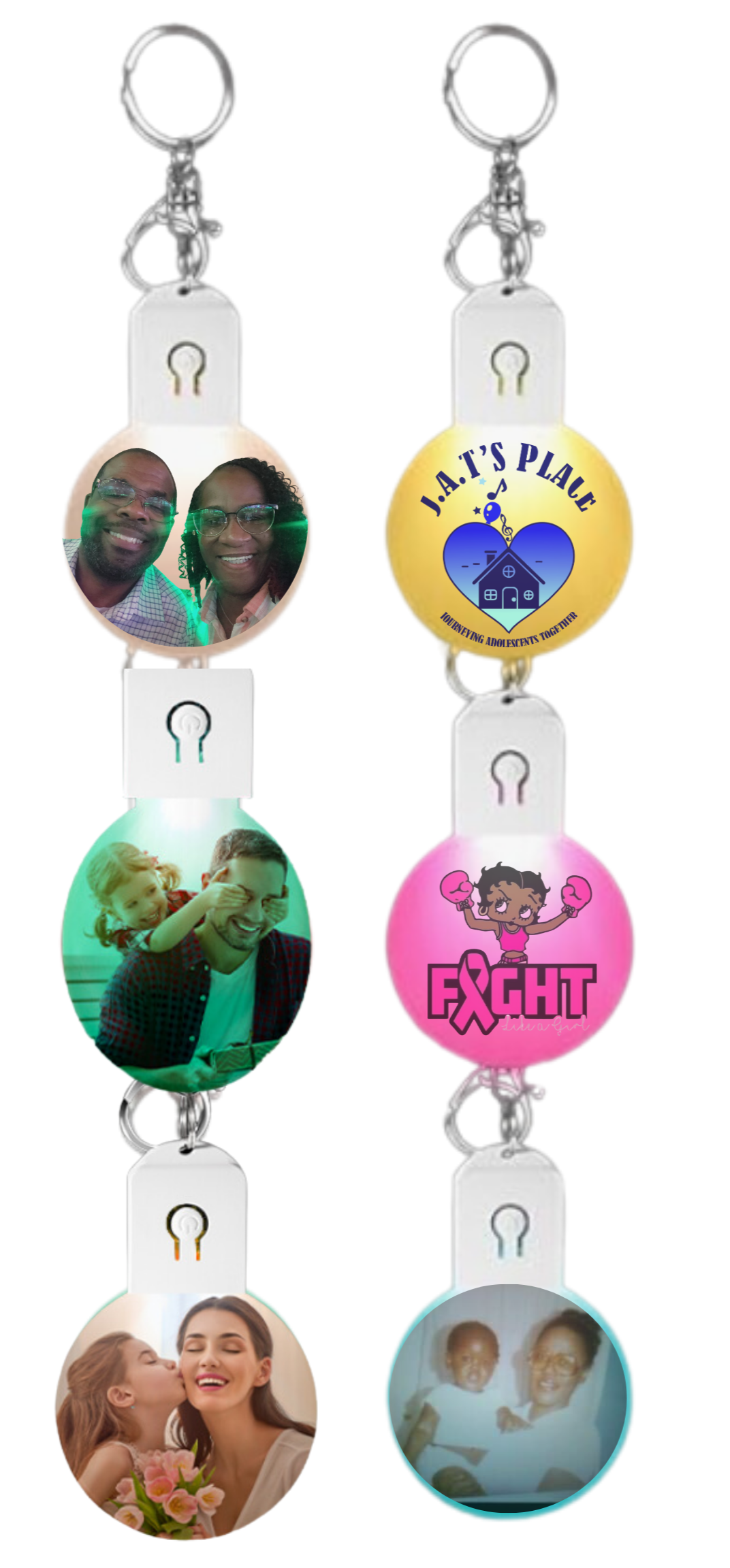 LED light up personalized keychains