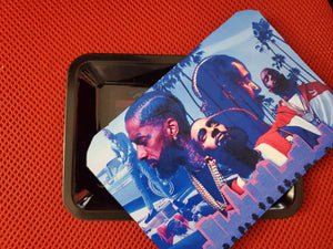 Nipsey Hustle on a metal rolling tray with matching magnetic lid