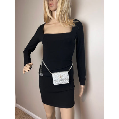 Chanel Metallic Goatskin Quilted Star Flap Waist Belt Shoulder Bag