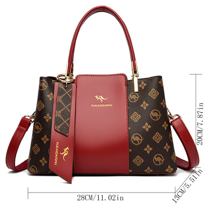 Luxury Fashion Print Large Capacity Soft Leather Handbag