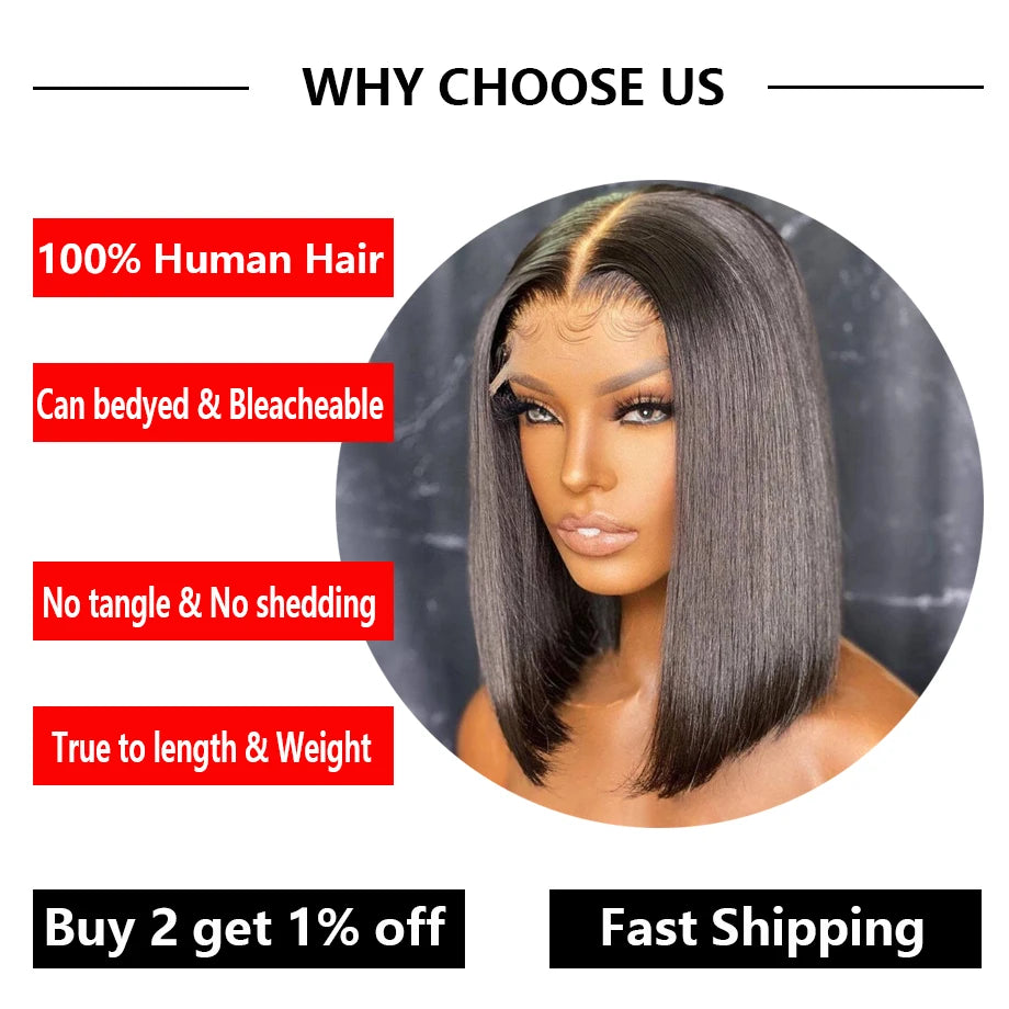 4x4  Closure Lace or 13x 4  Bone Straight Human Hair Glueless Lace Frontal Wig
