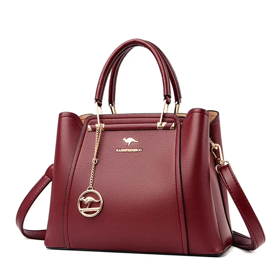 Luxury Fashion Print Large Capacity Soft Leather Handbag