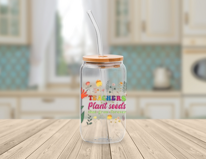 Teacher's plant seeds mug with bamboo lid