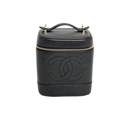 Chanel Vanity Cosmetic Case Black Caviar Leather Bag