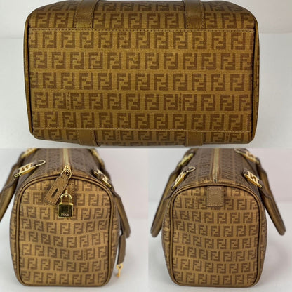 Fendi Boston Gold Coated Canvas Hand Bag
