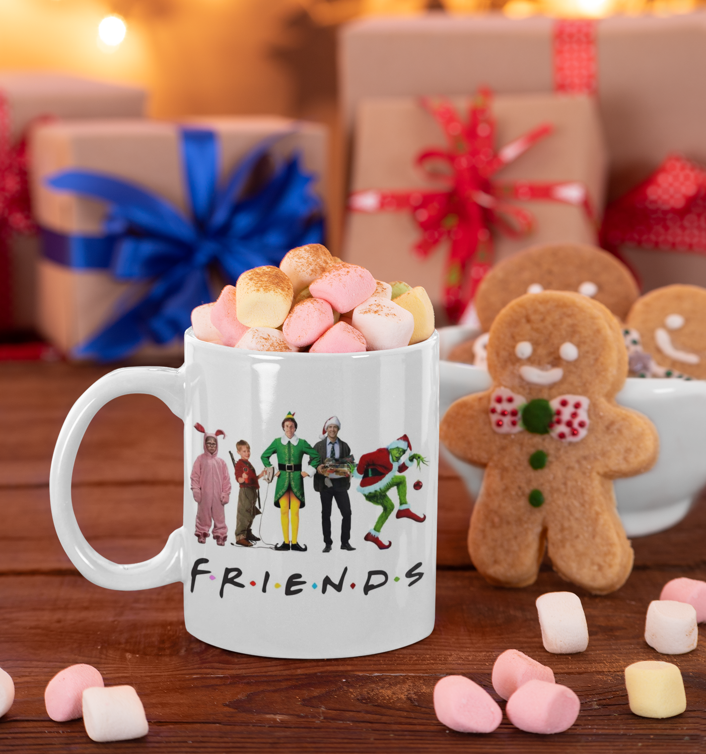 Photo of all of our favorite Christmas characters on a mug