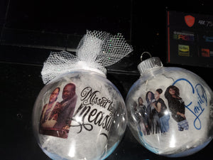 Floating Ornaments with photos of family members