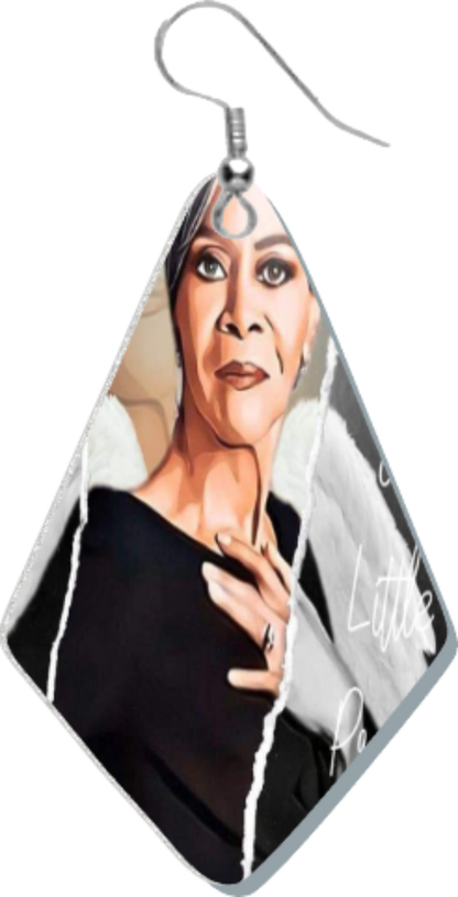 Diamond Shaped earring with a photo of Cicely Tyson