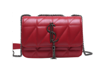 Sexy red quilted cross bag purse Tasseled SL metal design