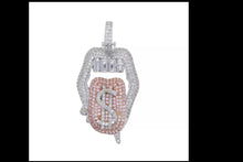 Load image into Gallery viewer, Iced Drip Dollar Cubic Zirconia Tongue Pendant
