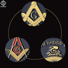Load image into Gallery viewer, Gold Masonic Freemasonry Brotherhood Gold And Blue Color Round Double Commemorative Coin