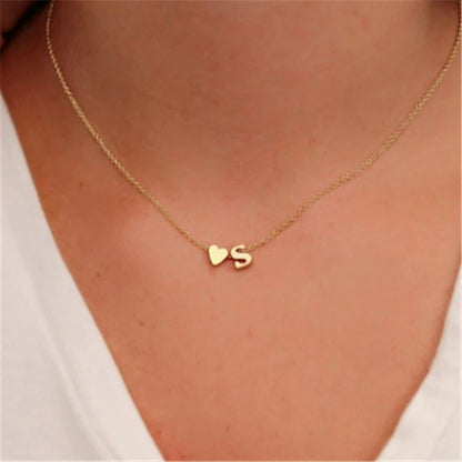 Tiny Heart & Initial  Customized Necklace