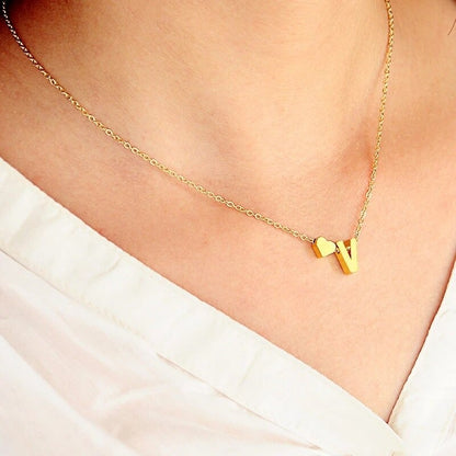 Tiny Heart & Initial  Customized Necklace