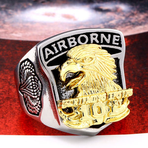 Steel Soldier stainless steel Men's American Airborne Screaming Eagles Ring