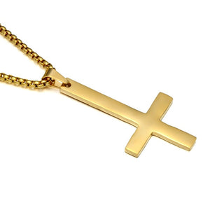 Adjustable Stainless Steel/Titanium Inverted Inverted Cross Necklace