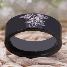 Load image into Gallery viewer, 8MM Black Navy Seals Military Ring