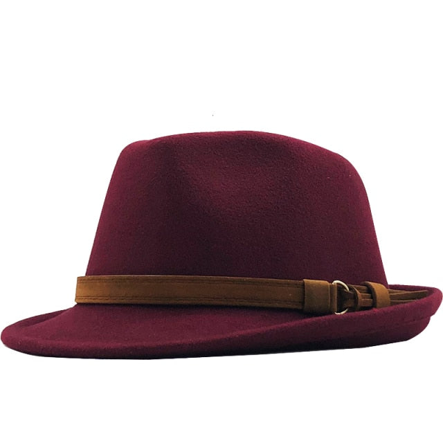 New Wool Fedora Hat Elegant Trilby Jazz Hat adjustable