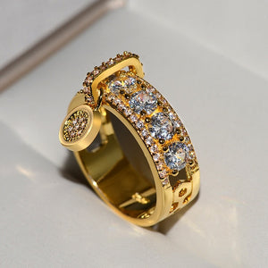 Vintage Rose Gold Filled Luxury White Zircon Drip Ring
