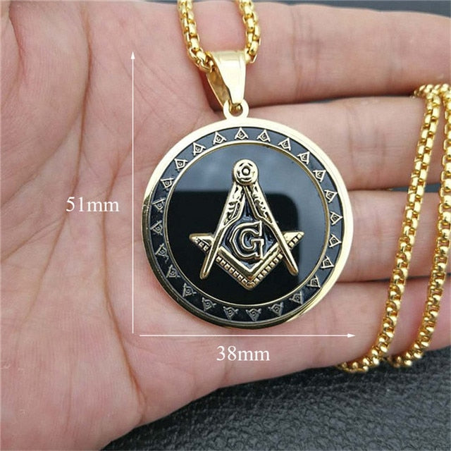 Stainless Steel Round Masonic Pendants For