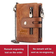 Load image into Gallery viewer, Custom Brown leather engraved Wallet with words &quot;Jeep&quot;