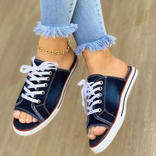 Load image into Gallery viewer, Super Cute Lace Up Slipper Canvas Jean Shoe with Comfortable Peep Toe