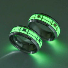 Load image into Gallery viewer, Stainless Steel Luminous Glowing In Dark Heartbeat Ring
