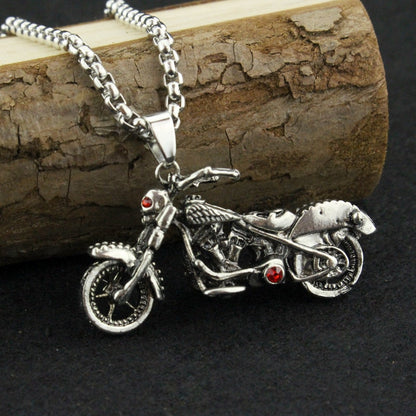 Motorcycle necklace  with micro skulls