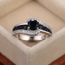 Load image into Gallery viewer, Black Zircon Brass Silver Plated Ring