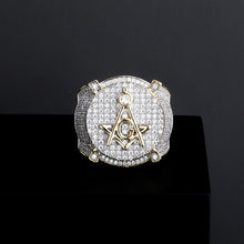 Load image into Gallery viewer, Plated Brass Iced Cubic Zircon Masonic Ring
