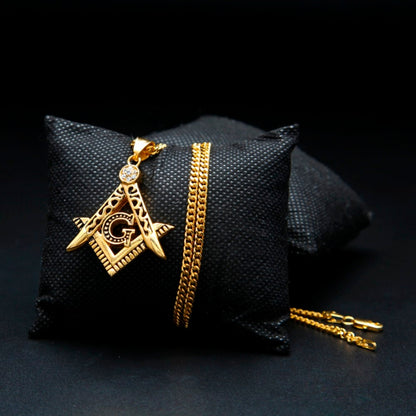 Gold Freemason G necklace