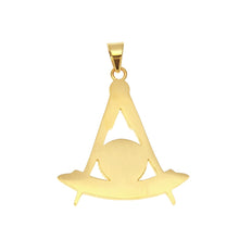 Load image into Gallery viewer, Stainless Steel Gold Past Master Pendant Necklace With Square Masonic Freemason With 5mm 70cm Cuban Chain